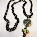 Black chain necklace - Neck pendants - beadwork