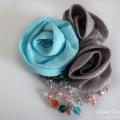 Lino brooch " Rose " - Brooches - beadwork