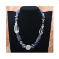 Masagaskaro necklace with agate, kalcedonu, crystal - Necklace - beadwork