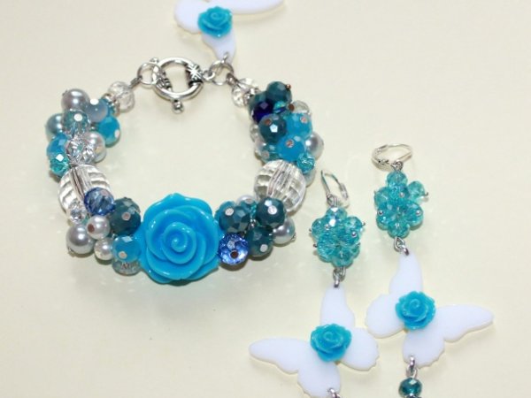 Set with blue roses - Kits