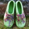 Green and purple colors house shoes for women. - Shoes & slippers - felting