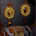 Earrings with tiger eyes - Earrings - beadwork