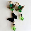 Earrings with butterfly - Earrings - beadwork