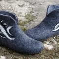 Handmade felted slippers-boots for women Grey - Shoes & slippers - felting