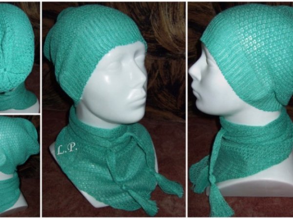 Baby kepurytė and scarf - Machine knitting