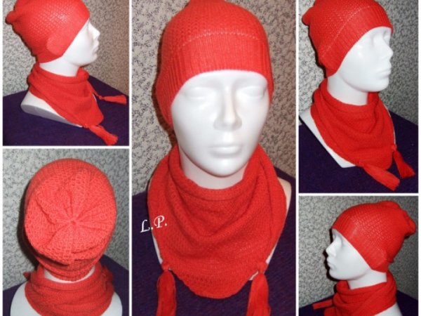 Baby kepurytė and scarf - Machine knitting