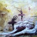 Last swan dance - Acrylic painting - drawing
