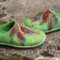 Apple trees bloom 2. Green and purple felt shoes. - Shoes & slippers - felting