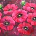 Autumn poppies 45x125 - Oil painting - drawing