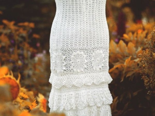 crocheted dress from linen SUNFLOWER - Dresses
