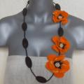 felting processes Jewelry " orange flowers " - Necklaces - felting