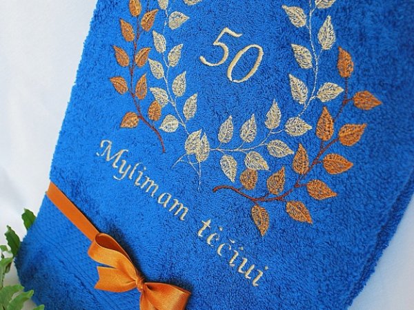 50 metų jubiliejaus proga dovana tėčiui - siuvinėtas rankšluostis 2