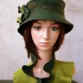 Felted hat ,, Green ,, rustle - Hats - felting