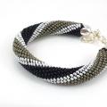 Crocheted gray bracelet (tow). - Bracelets - beadwork