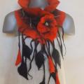 felting processes scarf red-black - Scarves & shawls - felting