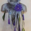 felting processes scarf gray-purple color - Scarves & shawls - felting