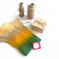 Green and beige color combination of merino wool riesines - Wristlets - felting