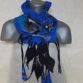 felting processes scarf with a blue brooch - Scarves & shawls - felting