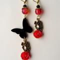 Earrings with red unstoppable - Earrings - beadwork