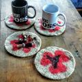 Velte wipes set-Poppy in the sand - Tablecloths & napkins - felting