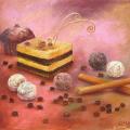 Cappuccino dessert 35x30 - Oil painting - drawing