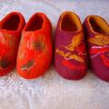 Felt slippers decorated garbanelemis wool, viscose fibers. - Shoes & slippers - felting