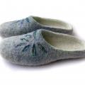 38-39 June. felted slippers cold flower - Shoes & slippers - felting