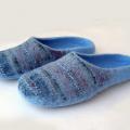 38-39 June. felted slippers Blue - Shoes & slippers - felting