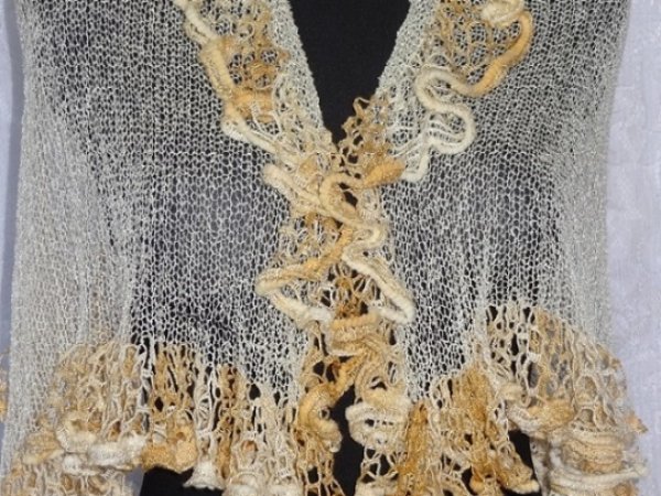 Light brown shawl - cloak with garbanėlėmis - Scarves & shawls