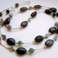 Long necklace with agate - Necklace - beadwork