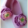 Pink flower - Shoes & slippers - felting