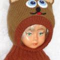Brown merino wool hat helmet Bear - Hats - knitwork