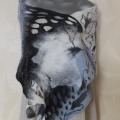 merino wool scarf "gray- white- black" - Scarves & shawls - felting