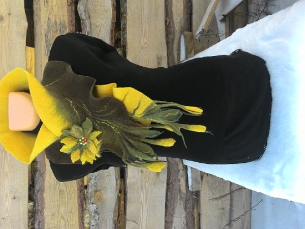 Brown yellow scarf "Autumn" 2