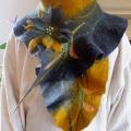 Gray yellow scarf - Scarves & shawls - felting