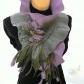 Gray anr purple (lilac) color scarf "Fondness" - Scarves & shawls - felting