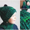 Green train - hat for boy - Gloves & mittens - needlework