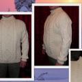 Male jumper ,,White " - Sweaters & jackets - knitwork