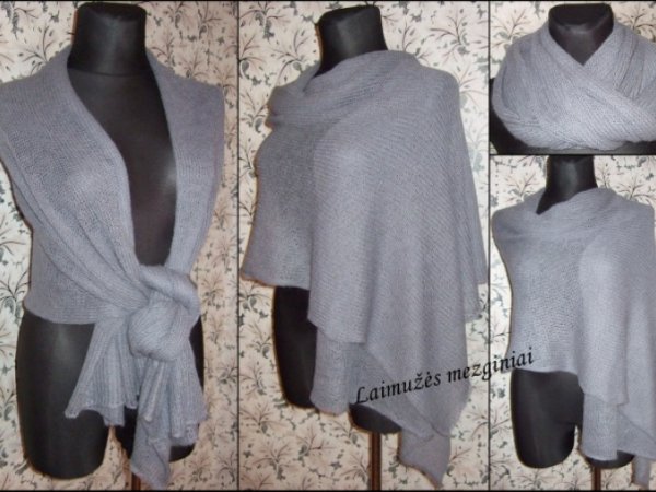 Pilkas šalis iš alpacos - Machine knitting