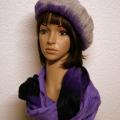 Beret  and scarf  Purple Rainbow - Kits - felting