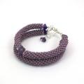 Purple double beads rope bracelet with amethyst - Bracelets - beadwork