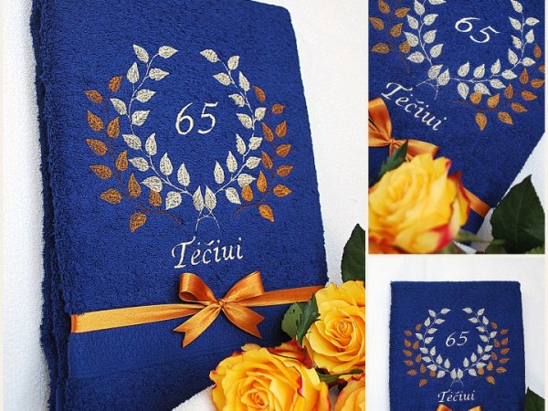 65 metų jubiliejaus proga dovana tėčiui - siuvinėtas rankšluostis 3