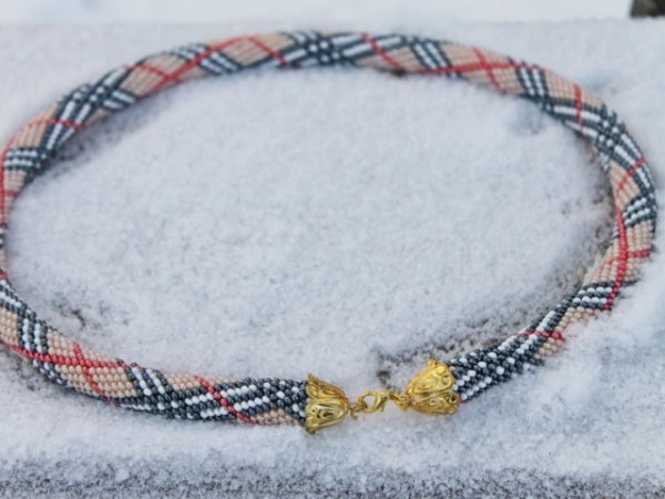 Beaded Crochet Rope Necklace with Burberry Ornament 3