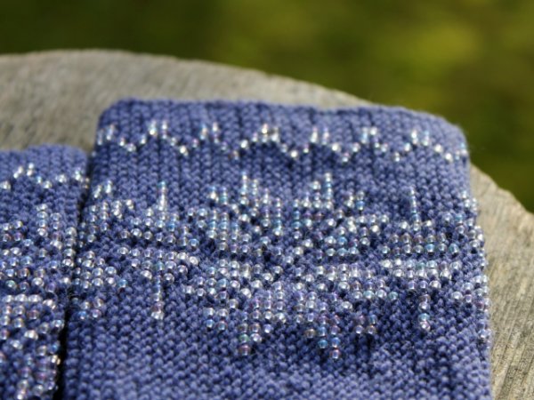 Blue Gray Color Wrist Warmers, Beaded Arm Warmers, Luxurious Cashmere Wool 2