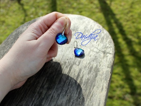 Classic Blue Silver Earrings, Bermuda Blue Swarovski Crystal, Dangle Earrings 2