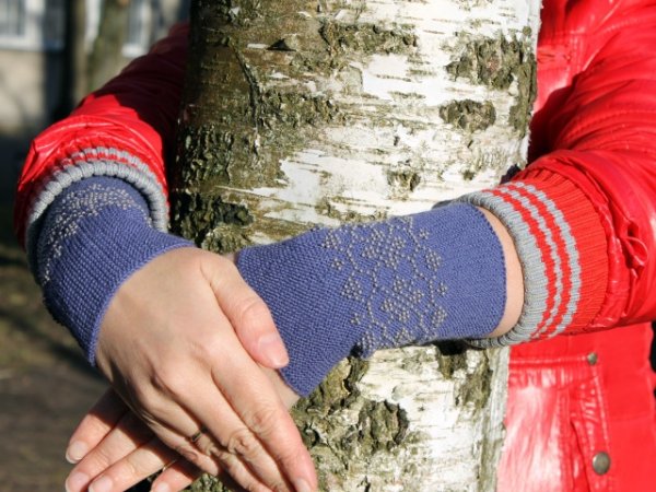 Beaded Wrist Warmers, Arm Warmers, Fingerless Gloves, Blue Gray Color  2