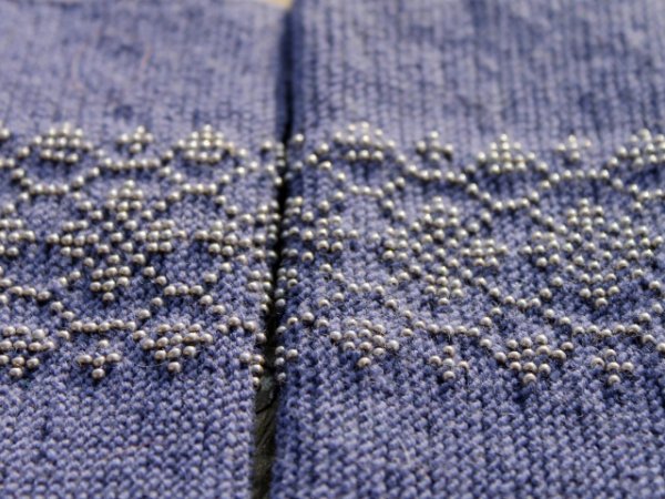Beaded Wrist Warmers, Arm Warmers, Fingerless Gloves, Blue Gray Color  3