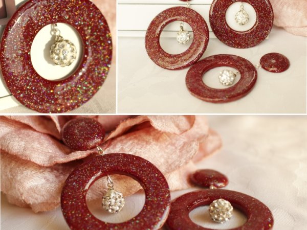 Auskarai "Marsala sparkle". 2