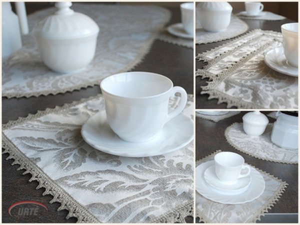 linen table napkin with crochet border 3