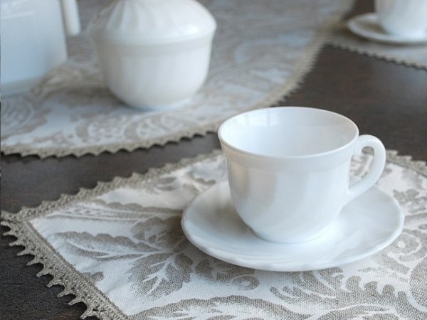 linen table napkin with crochet border - For interior
